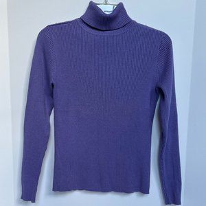 GAP Turtleneck Sweater Purple 100% Cotton Rib Knit Size S Like New Classic